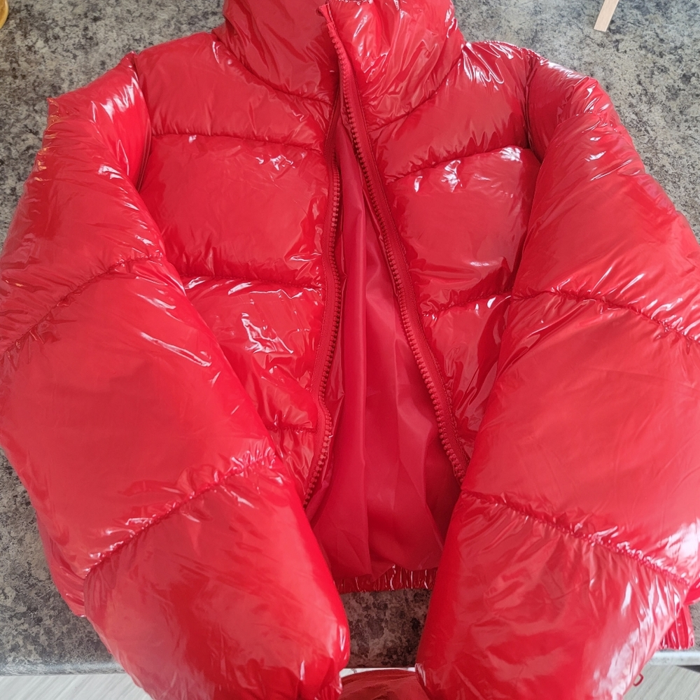 Red Patent Puff